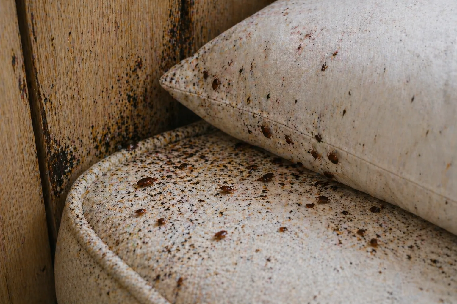 قبل المعالجة — غرفة نوم مصابة بالبق