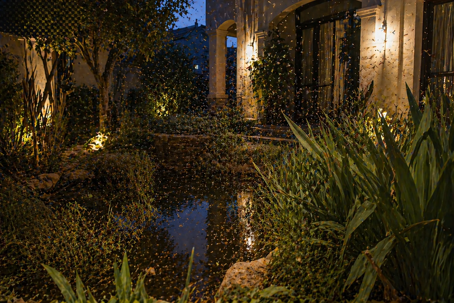 قبل المعالجة — حديقة مصابة بالناموس